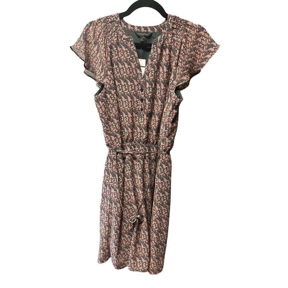 Banana Republic Casual Flutter Sleeve Dress Paisley Print Size S